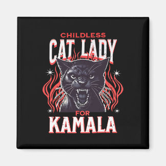 Aimant Dame de chat sans enfant pour Kamala Harris 2024 P