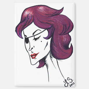 Aimant Dame pirate violette Femme aux cheveux violets Des