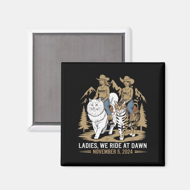 Aimant Dames Nous Roulons À Dawn Kamala Harris Walz Chat  (Recto/Verso)