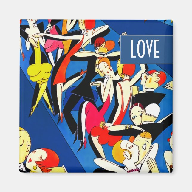 Aimant Dancing Couples Art Déco Saint Valentin Cadeau (Devant)