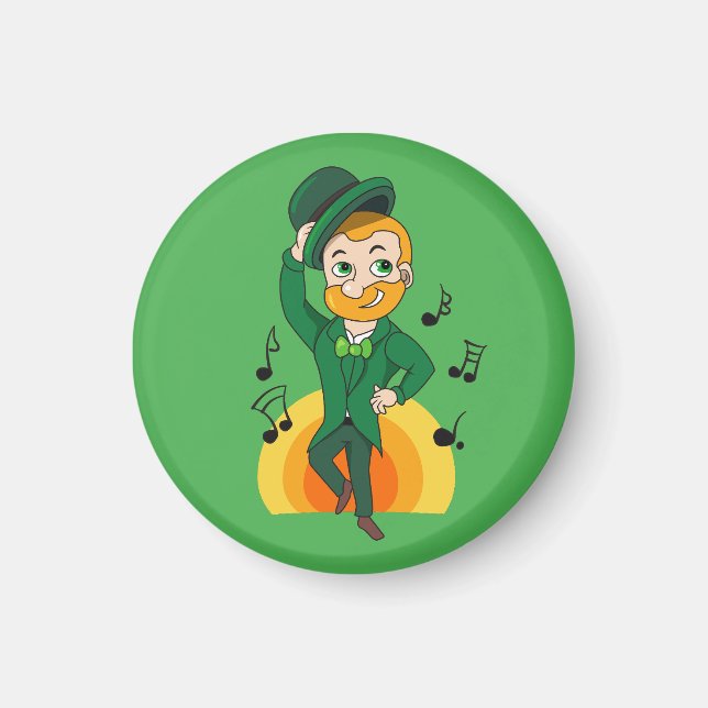 Aimant Dancing leprechaun, dessin animé de la Saint Patri (Devant)