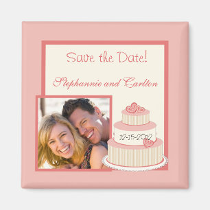 Aimant d'annonce de gâteau de mariage Rose/Crème