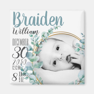 Aimant d'annonce de naissance de bébé personnalisé
