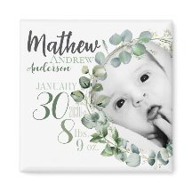 Aimant d'annonce de naissance de bébé personnalisé
