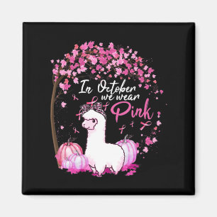 Aimant Dans October We Wear Pink Ribbon LLama Breast Canc