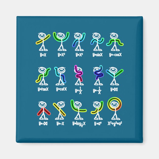 Aimant Danse d'algèbre Figures de graphique drôles Math  (Devant)