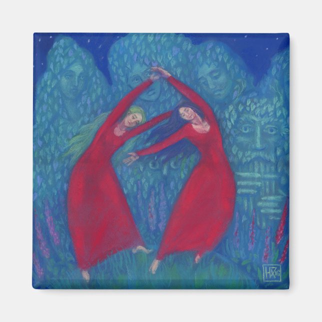 Aimant Danse des sorcières, peinture pastel, art imaginai (Devant)