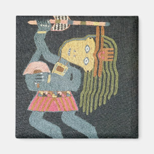 Aimant Danseur tissé de laine avec le bâton, tribu de