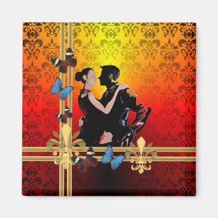 Aimant Danseurs de tango romantiques sur damask
