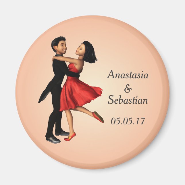 Aimant Danseurs élégants : Robe de soie rouge (personnali (Devant)