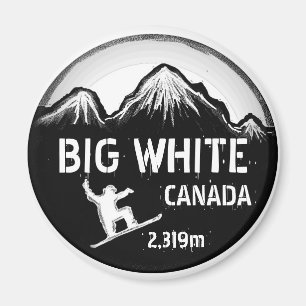 Aimant d'art en snowboard blanc de Big White Canad