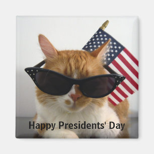 Aimant Day des Présidents heureux Cool Cat avec l'aimant