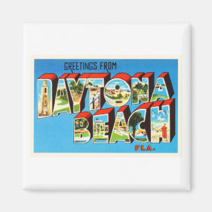 Aimant Daytona Beach Floride FL Vintage voyage Souvenir