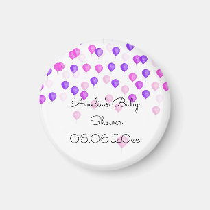 Aimant de Baby shower rose violet