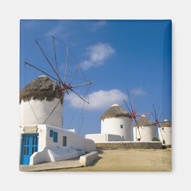 Aimant De beaux moulins à vent sur l'île de Mykonos, (Devant)