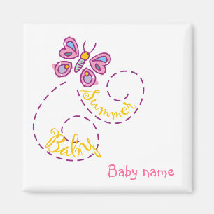 Aimant de bébé d'été avec le nom de bébé