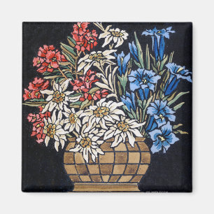 Aimant de bouquet d'edelweiss