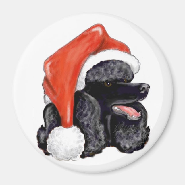 Aimant de caniche noir de Noël (Devant)