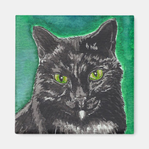 Aimant de carré de chat noir