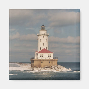Aimant de carré de phare du lac Michigan