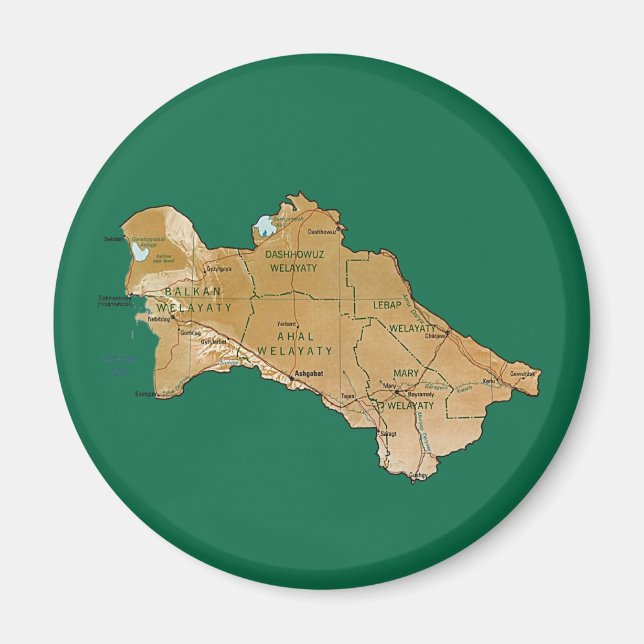 Aimant de carte du Turkménistan (Devant)