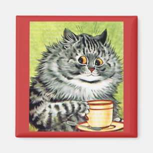 Aimant de chat de tasse de thé par Louis Wain
