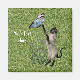 Aimant De Chat Et Papillon Siamois