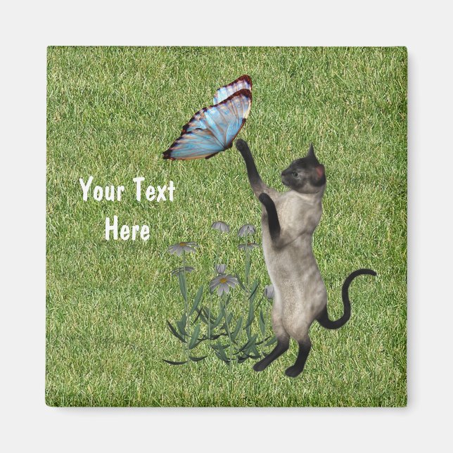 Aimant De Chat Et Papillon Siamois (Devant)