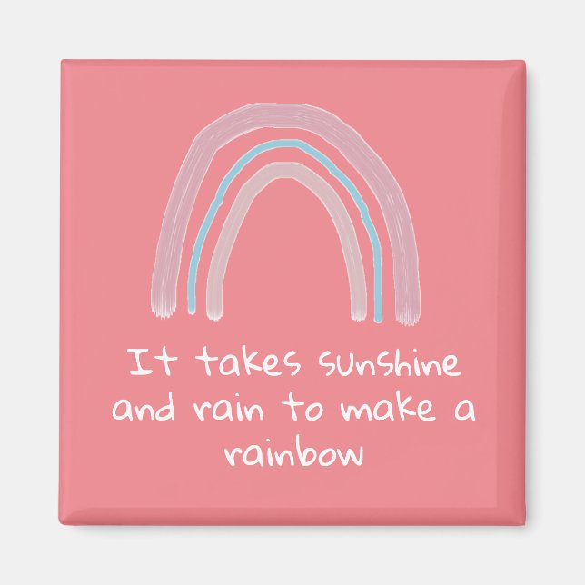 Aimant de citation Peinture arc-en-ciel rose (Devant)