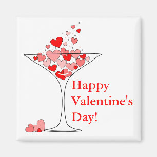 Aimant de cocktail d'amour de coeur de jour de