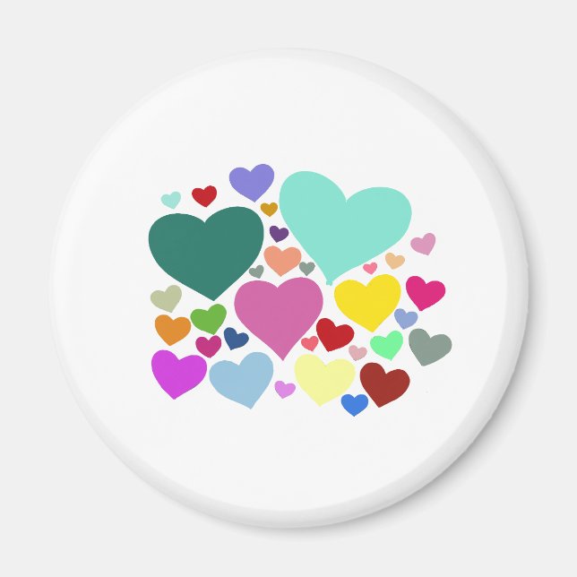 Aimant de coeur brillant et coloré (Devant)