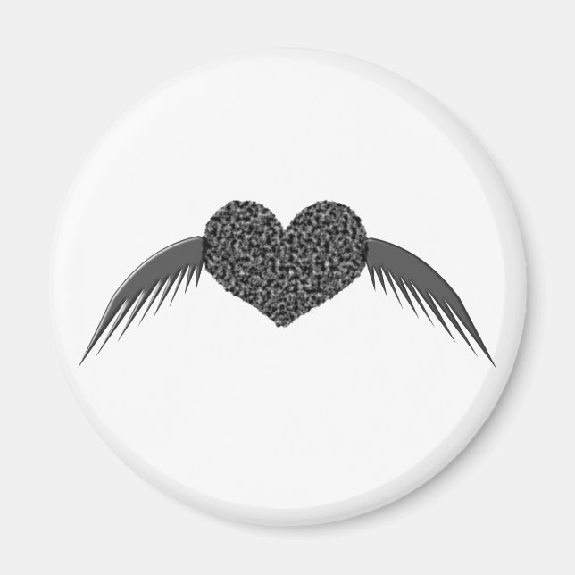 Aimant de cœur d'amour ailé gothique (Devant)
