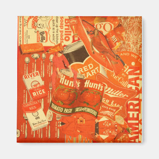 Aimant de collage rouge rétro