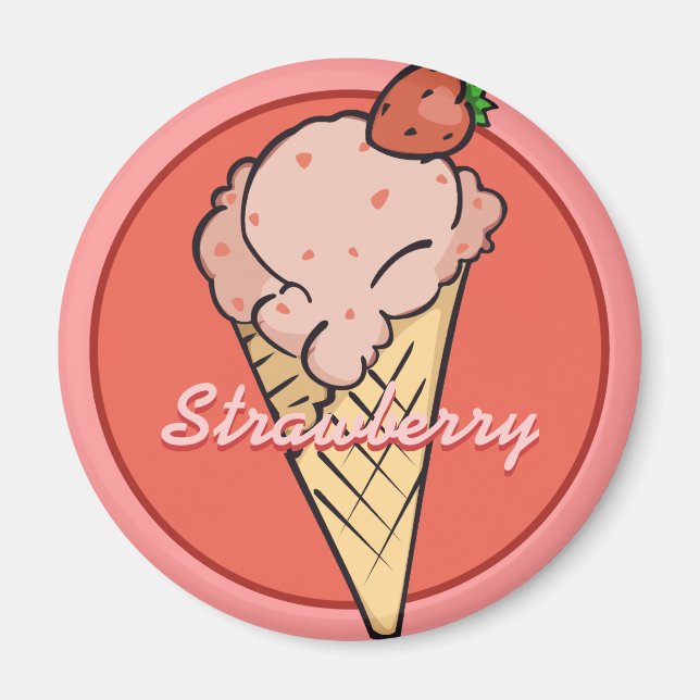 Aimant de crème glacée fraise (Devant)