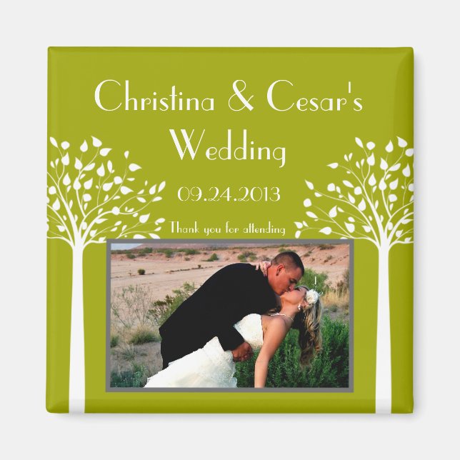 Aimant de déclaration 2"x2" Arbres verts modernes  (Devant)