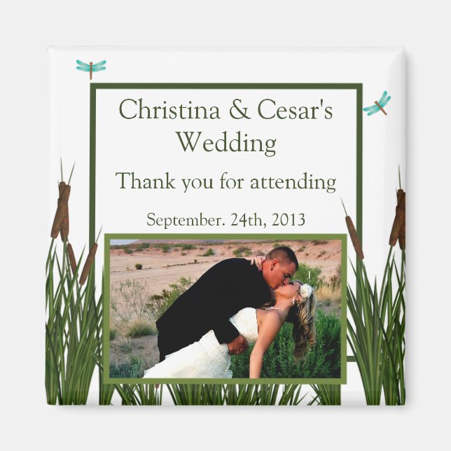 Aimant de déclaration 2"x2" Cattail/Libellule en C (Devant)