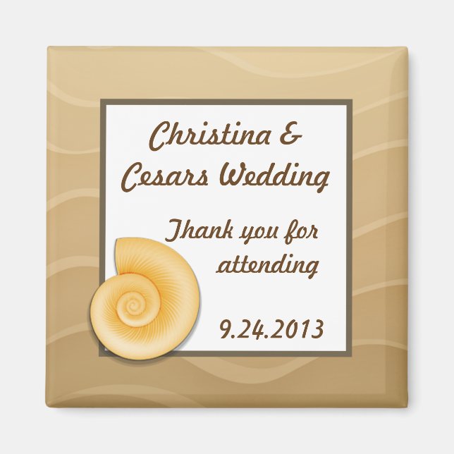 Aimant de déclaration 2"x2" Coquillages sur plage  (Devant)