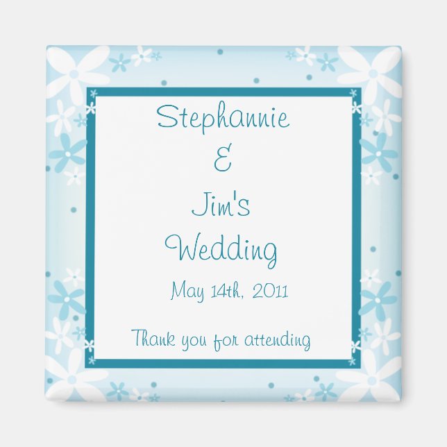 Aimant de déclaration 2"x2" Fleurs bleues (Devant)