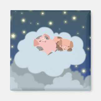 Aimant de dessin animé de Piglets en pente