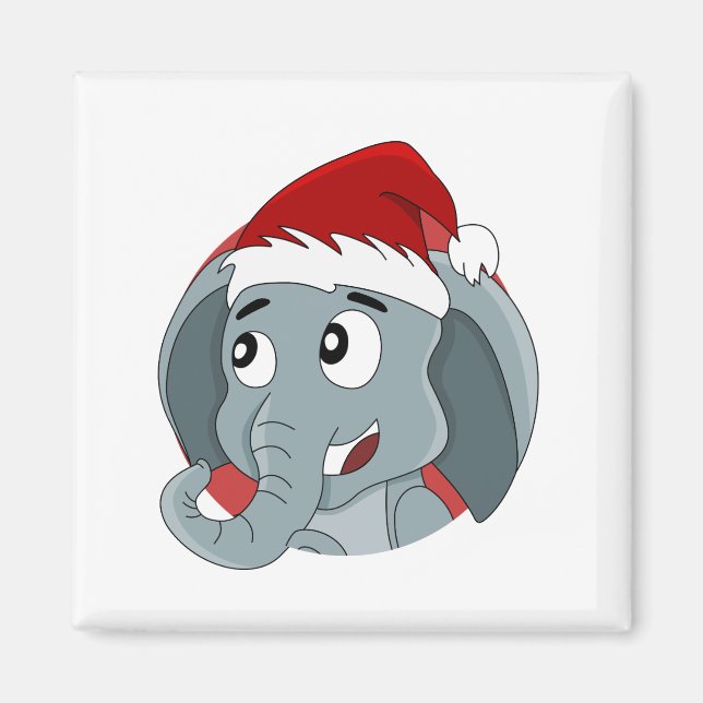 Aimant de dessin animé d'éléphant de Noël (Devant)