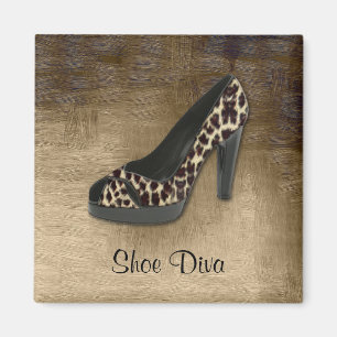 Aimant de diva de chaussure de léopard