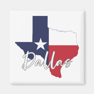 Aimant de drapeau de carte de Dallas, Texas