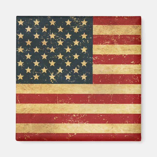 Aimant de drapeau de grunge Vintage aux États-Unis (Devant)