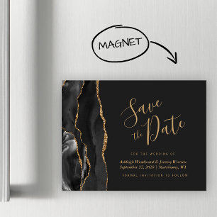 Aimant de Faire-Part de Mariage Agate Or Noir