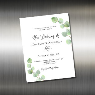 Aimant de faire-part de mariage botanique d'Eucaly