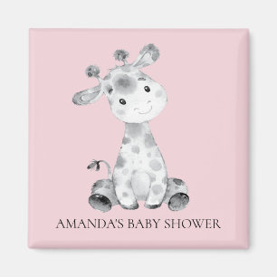 Aimant de faveur de baby shower de girafe de fille