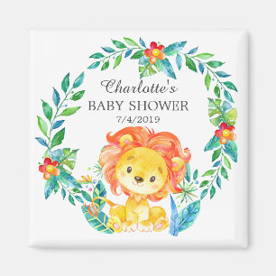 Aimant de faveur de baby shower de lion de jungle