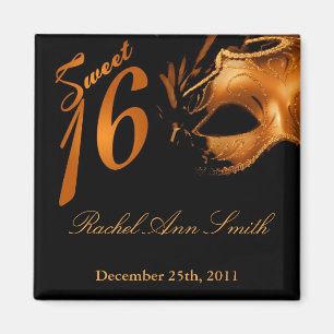 Aimant de faveur orange {TBA} 2"x2" Sweet 16