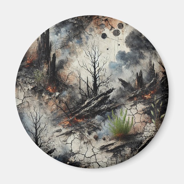 Aimant de feu de forêt post-apocalyptique (Devant)