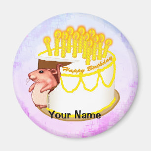 Aimant de gâteau d'anniversaire de la souris